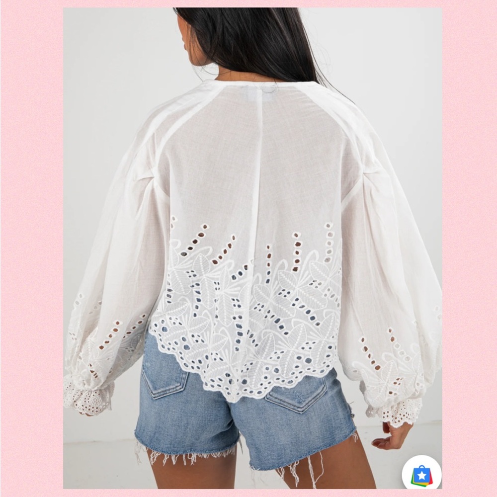 💖Elegant White Eyelet Tie Blouse💖 - Picture 15 of 15
